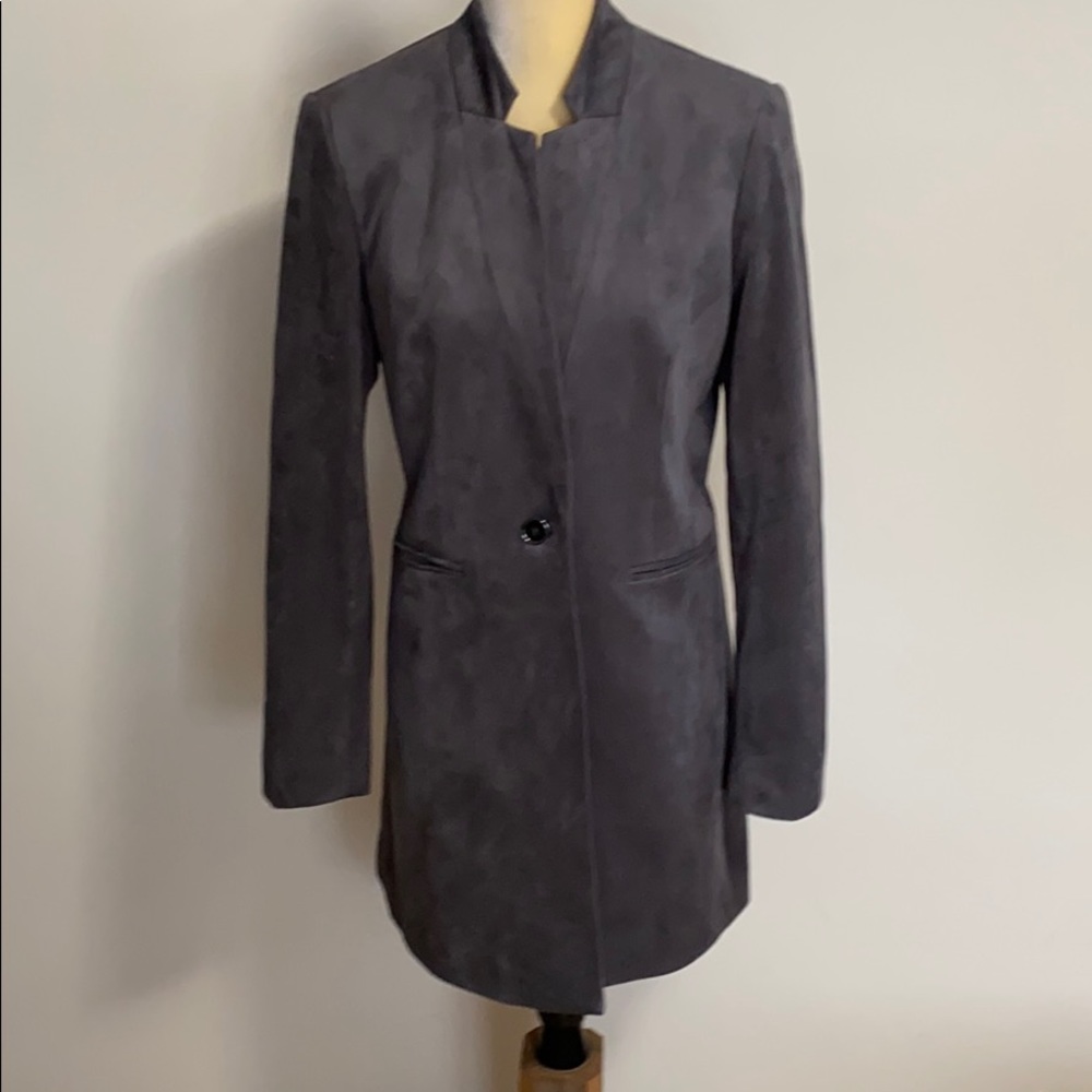 Magaschoni Grey Faux Suede Coat